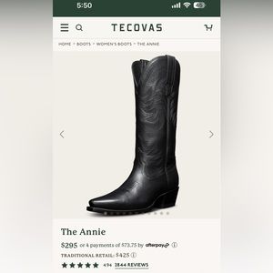 Tecovas The Annie in black size 7